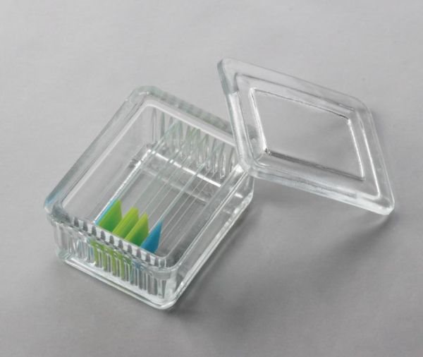 Емкость Шиффердекера стекл. для окраски микропрепаратов с горизонтальной установкой на 10 стекол