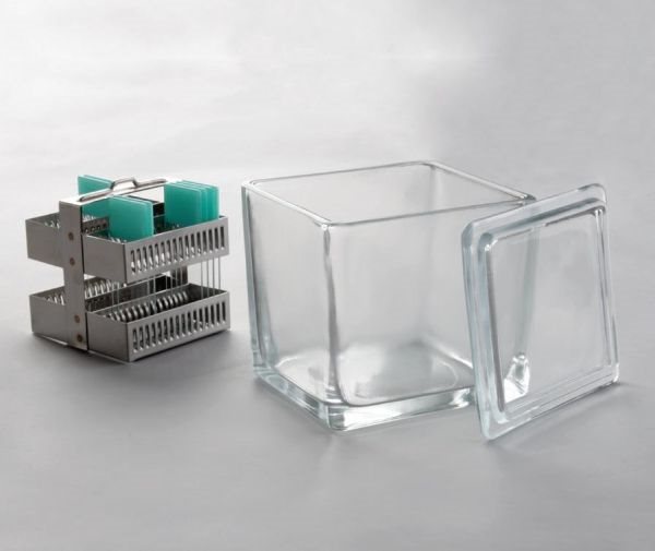 Емкость стеклянная для окраски микропрепаратов на предметных стеклах 95*105*75мм, на 30 стекол (20)